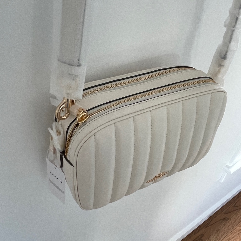 Coach Jes Crossbody Chalk With Linear Quilting Gold Hardware C1569